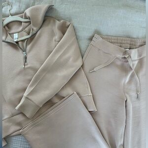 SPANX AIR ESSENTAILS WIDE LEG PANT & MATCHING HALF ZIP SWEATSHIRT